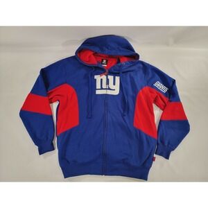 New York Giants NFL Team Apparel Men's M Medium Hoodie Blue Embroidered Full Zip